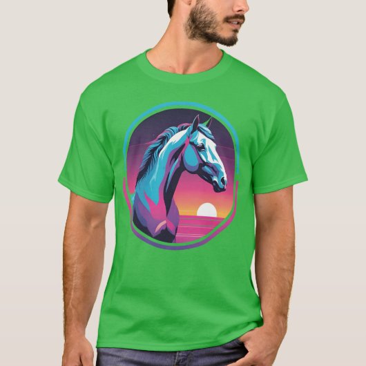 Synthwave Horse T-shirt (Voorkant)