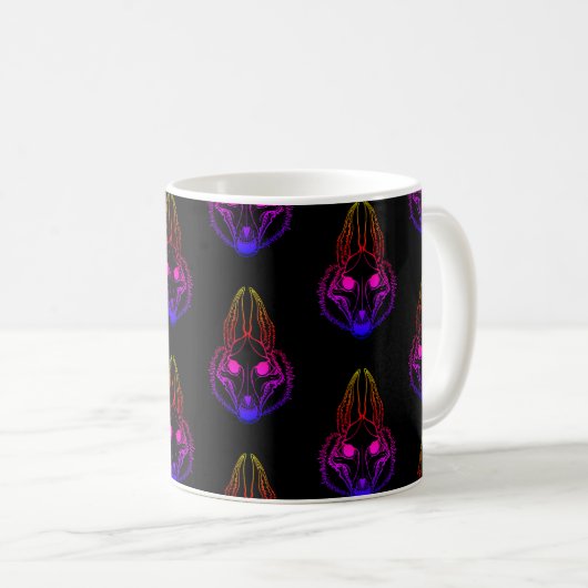 Synthwave Jackals Skull Coffee Mok (Voorkant rechts)