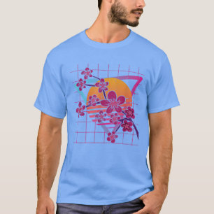 Synthwave Japan Sakura Flower 90 s Vaporwave Cherr T-shirt