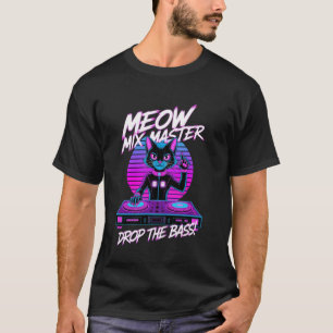 Synthwave Kat DJ Cyberpunk Vaporwave EDM Muziekfes T-shirt