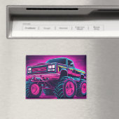 Synthwave Monstertruck Magneet (Insitu (Vaatwasser))