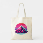 Synthwave Mountain Tote Bag – Retro Sunset Vibes (Achterkant)