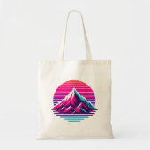 Synthwave Mountain Tote Bag – Retro Sunset Vibes (Devant)