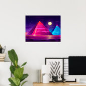 Synthwave Neon City - Egypte, piramide Poster (Thuiskantoor)