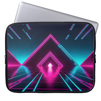 Synthwave Neon Piramide Tunnel Gloeiende Cyberpunk Laptop Sleeve