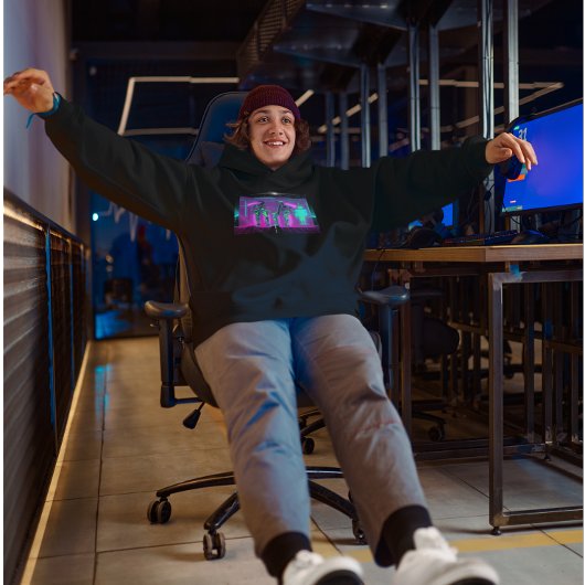 Synthwave Neon Robotic Graphic Hoodie