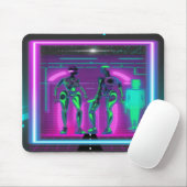 Synthwave Neon Robotic Graphic Muismat (Met muis)
