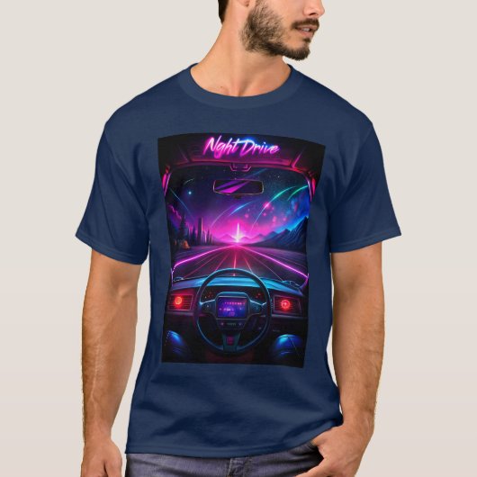 Synthwave "Night Drive" T-shirt (Voorkant)