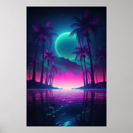 Synthwave Oasis: Een nachtelijke ontsnapping naar Poster