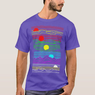 Synthwave Outrun Landschappen Bergen Desert Hills T-shirt