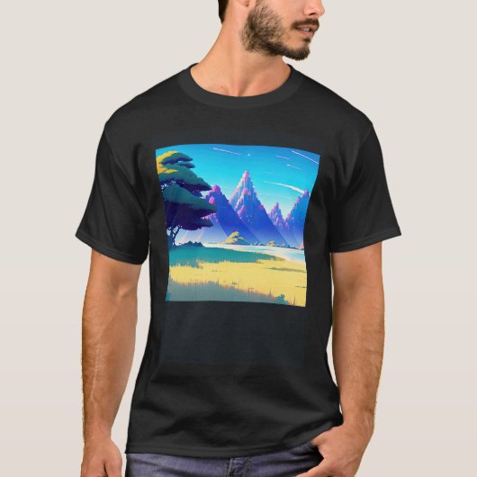Synthwave outrun retrowave futuresynth Sci Fi 53 T-shirt (Voorkant)