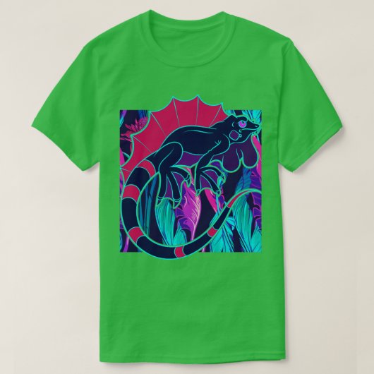 Synthwave Reptile Lover Pet Lizard Owner Iguana T-shirt (Design voorkant)