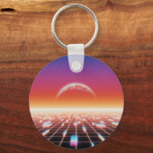 Synthwave Retro-Futuristisch Landschap Sleutelhanger (Achterkant)