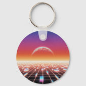Synthwave Retro-Futuristisch Landschap Sleutelhanger (Achterkant)