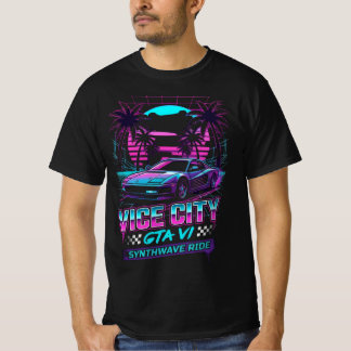 Synthwave Ride 80s Retro Neon Car Grafische T-shir T-shirt