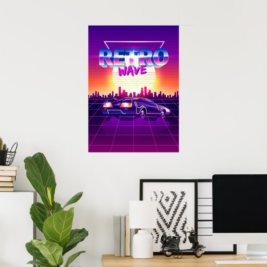 Synthwave-ruimte: Retrogolf Poster (Thuiskantoor)