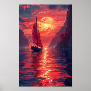 Synthwave Sailboat Poster