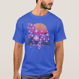 Synthwave Sunset Sakura Flower 90 s Vaporwave Cher T-shirt