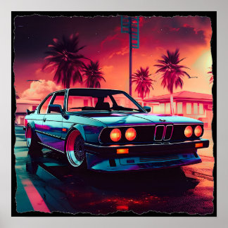 Synthwave Trends - BMW Classics AI-Generated Art - Poster