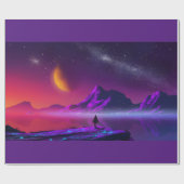 synthwave vaporwave cyberpunk retro kleuren groot  cadeaupapier (Vlak)