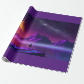 synthwave vaporwave cyberpunk retro kleuren groot  cadeaupapier (Uitgerold)