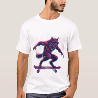 Synthwave Weerwolf Skateboarder T-shirt