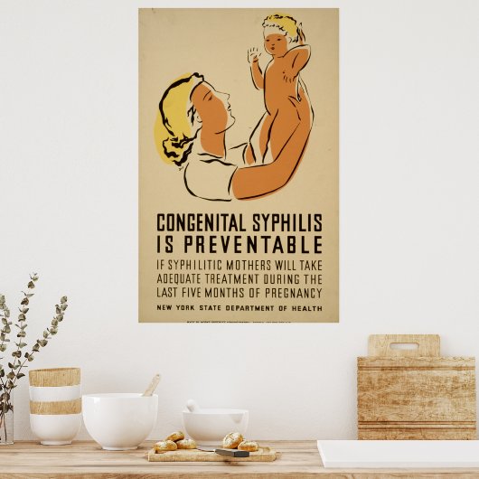 Syphilis is Preventable  1939 WPA Gezondheid Poster (Keuken)
