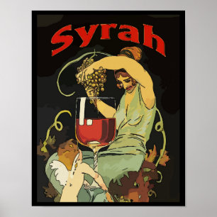 Syra-druiven, wijn poster