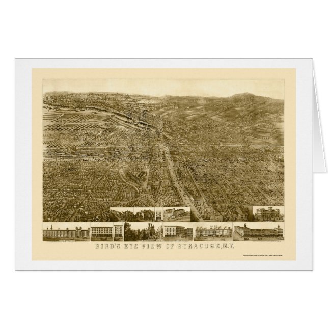 Syracuse, carte panoramique de NY - 1868 (Devant horizontal)