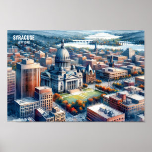Syracuse New York Famous Travel Places waterverf Poster