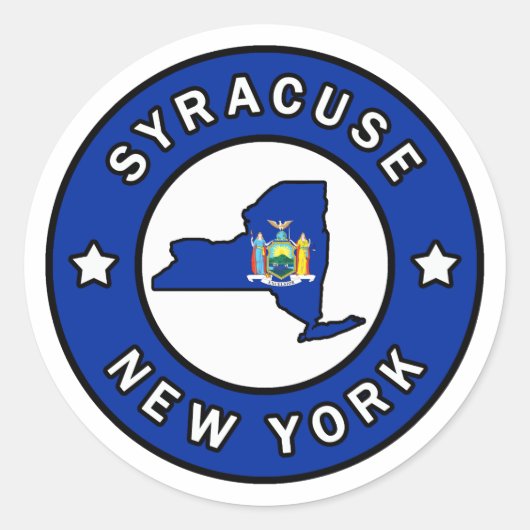 Syracuse New York Ronde Sticker (Voorkant)