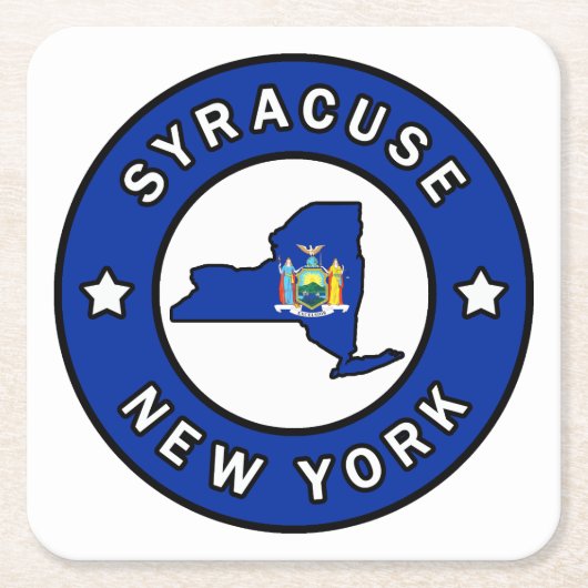Syracuse New York Vierkante Kartonnen Onderzetter (Voorkant)