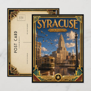 Syracuse New York Vintage Art Deco Gouden Tijdperk Briefkaart