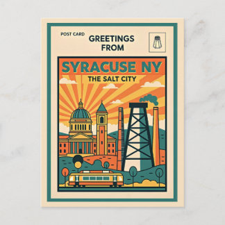 Syracuse NY De Zoutstad Retro Briefkaart