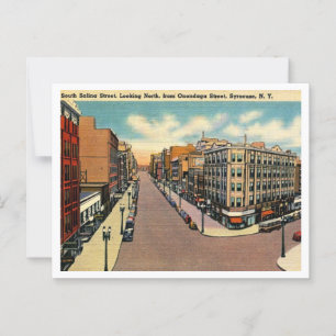 Syracuse NY Salinas St Uitzicht jaren 1940 Briefkaart
