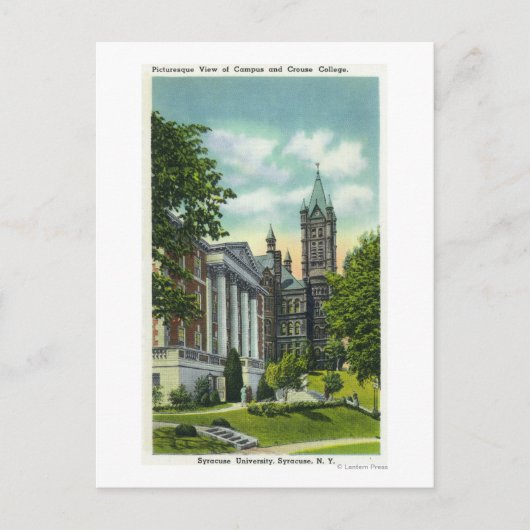 Syracuse U Campus-Uitzicht met Crouse College Briefkaart (Voorkant)