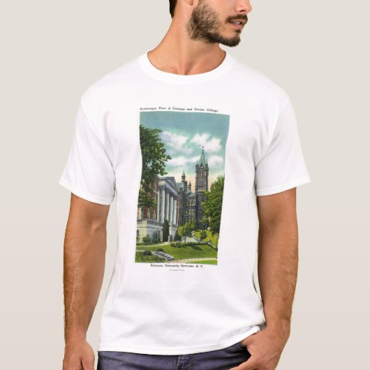 Syracuse U Campus-Uitzicht met Crouse College T-shirt (Voorkant)