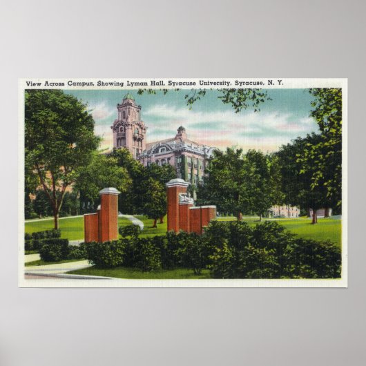 Syracuse U Campus Uitzicht met Lyman Hall Poster (Voorkant)