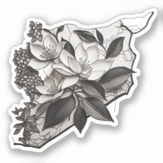 Syrië (Bloemen Kaart) Botanisch Ontwerp خريطةسور ي Sticker