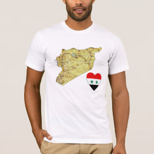 Syrië Vlaggenhart en -kaart T-Shirt