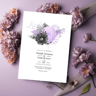 Syringa en Houtskool Bloemen Bruiloft Kaart