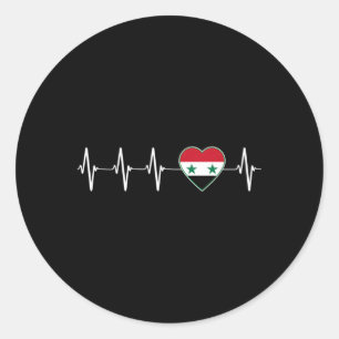 Syrische hartslag Ik hou van Syrië Vlaggenland Ronde Sticker