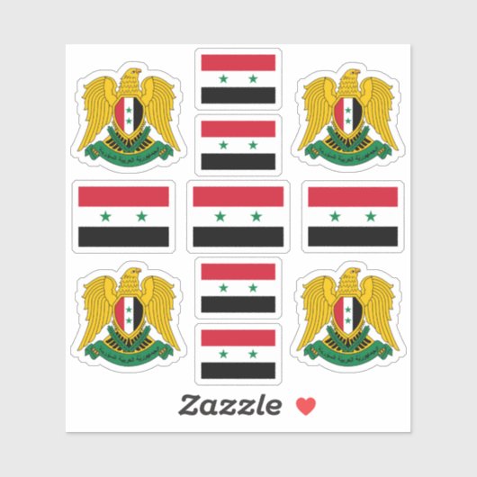 Syrische nationale symbolen/embleem en vlag sticker (Vel)