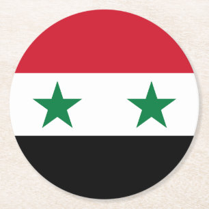 Syrische oude vlag ronde kartonnen onderzetter