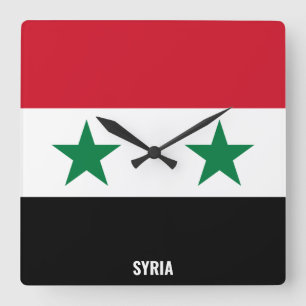 Syrische vlag Dazzling Patriotic Vierkante Klok
