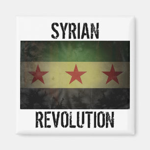 Syrische vlag met een "Syrische revolutie" Magneet