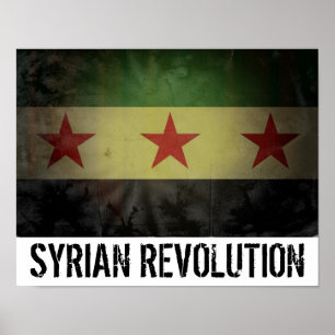 Syrische vlag met een "Syrische revolutie" Poster