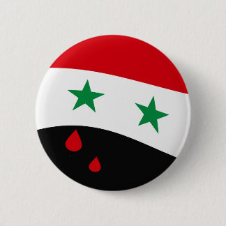 Syrische vlag zwaait met rode bloedtranen ronde button 5,7 cm