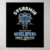 Sysadmin omdat zelfs ontwikkelaars helden nodig he poster (Voorkant)