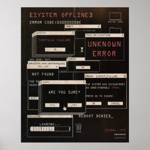 Systeem offline - Techno-Brutalist ontwerp Poster